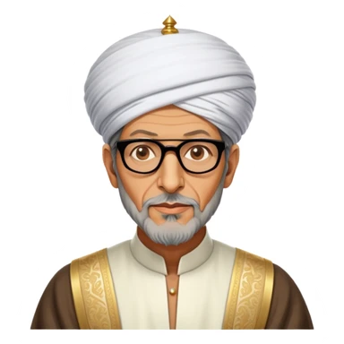 Jeff Goldblum no glasses as a regal portrait dressed as suleiman-the-magnificent,-depicted-as-a-regal-ottoman-sultan-adorned-with-a-large,-white,-round,-tall-turban-and-a-majestic-grey-beard,-his-commanding-gaze-bathed-in-warm,-historic-lighting-that-exudes-timel sticker