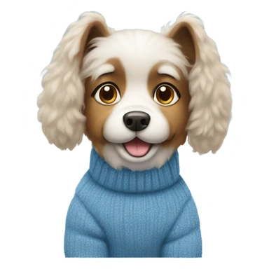 Dog wearing fuzzy blue sweater  sticker