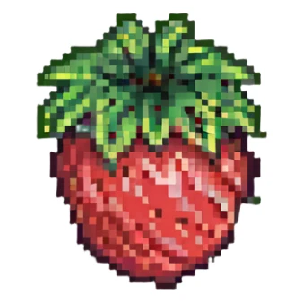 small cute pixel art strawberry with green leafy top sticker