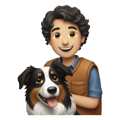 happy boy with  a Border Collie. sticker
