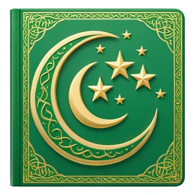 Closed Quran with the Islamic Symbol on it (moon and star) green from left to right sticker