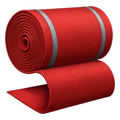  A full red rug, rolled up, once sticker