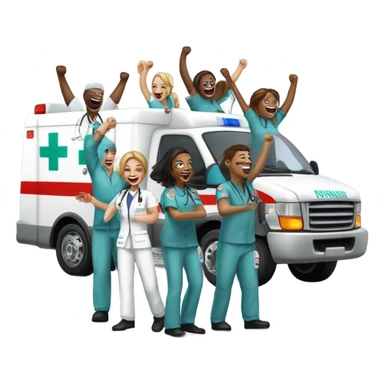 Ambulance team cheering  sticker
