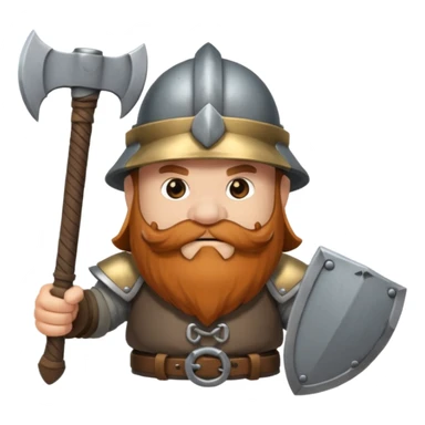 gimli the dwarf, brown beard, gray metal helmet, battle axe sticker