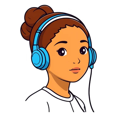 A brown girl with ear buds  sticker