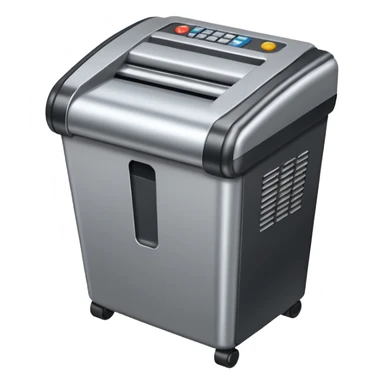 Crea un emoji de una maquina que sea un molino picador de plastico. Debe tener un agujero en la parte de arriba y abajo un hueco por donde saldra el plastico molido sticker