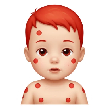 bebe com bolinhas vermelhas pequenas pelo corpo  sticker