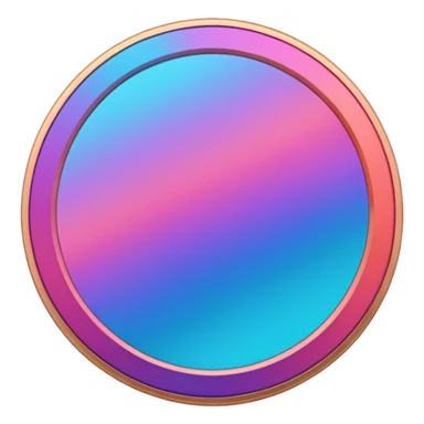 
coin color in in gradient of turquoise, blue, pink, purple, and coral metal texture
Rotate coin 125 degree  3d effect sticker