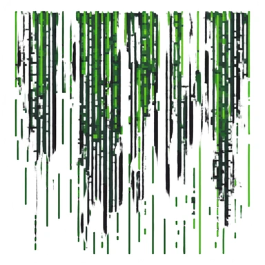 Neo from The Matrix with green digital code raining down, pixel style sticker