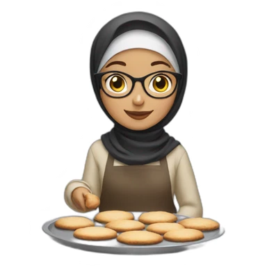 hijabi girl with glasses baking some cookies sticker