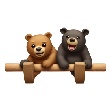 Bear and bull on seesaw  sticker