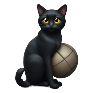 un chat noir assi avec une boule de cristal sticker