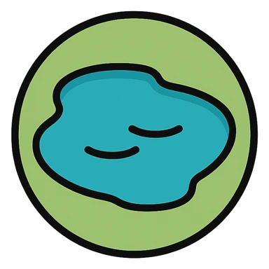 circular lake icon, medium black border, no frame, white background, designed for Little Alchemy element set, color outline sticker