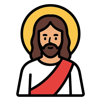 icon of Jesús with a halo, stylized and clean lines, minimal color sticker