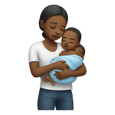 holding a crying baby and tired sticker