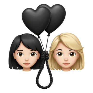 crea un emoji con esos 3 en conjunto👭🏻🖤🪢 sticker