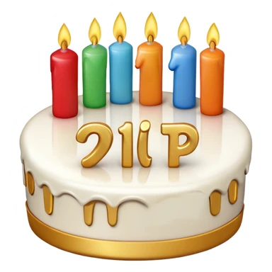 A mathematical Pi number that is celebrating a birthday with a cake sticker