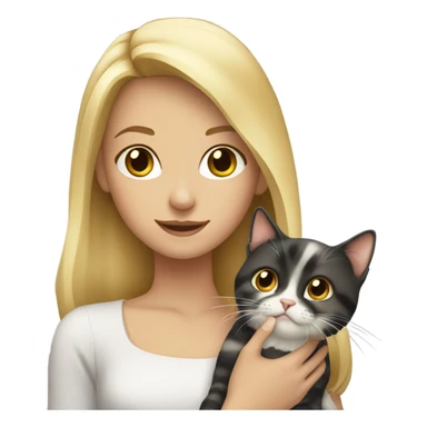 Blonde girl holding a calico cat sticker