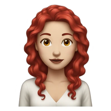 woman with long ruby hair and white skin sticker