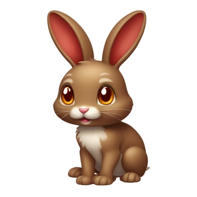 Cute,Shiny, Brown, Normal-type-Ground-type Bunny-Fakémon with Dark-Red eyes, full body sticker