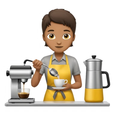 Бариста делает кофе. Цветовая палитра: #FFFFFF, #F7FD02, #D3D3D3, #242424 sticker