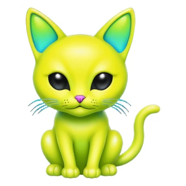 neon yellow alien cat sticker