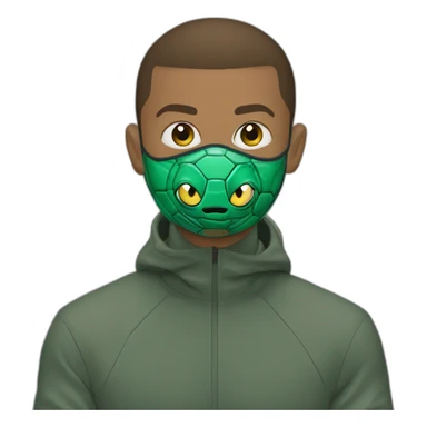 Kyllian Mbappé avec un masque de tortue ninja sticker