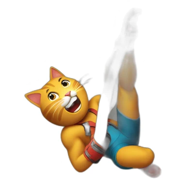 Cat rock climber on a bouldering gym wall sticker