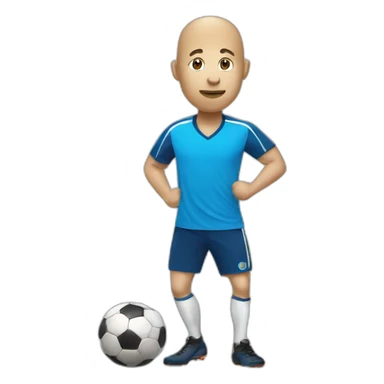 Thin white Potato playing soccer with a blue shirt sticker