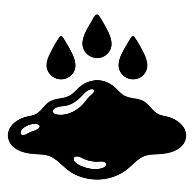 Make the wet soil look even wetter with more water and shine, keeping the solid black icon style. sticker