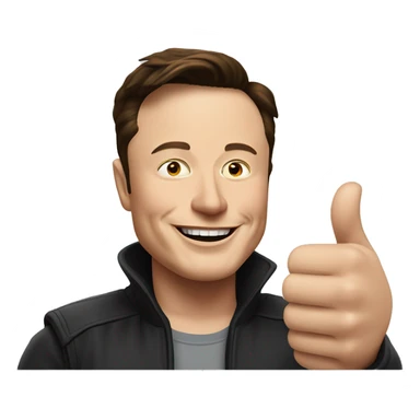 Elon Musk shows thumbs up sticker