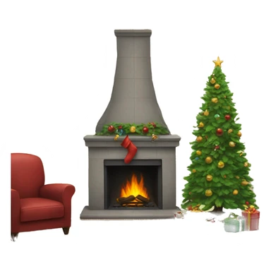 Fireplace and Christmas tree sticker