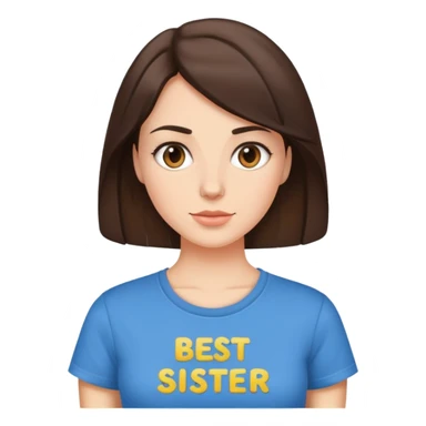 Brunette woman wearing best sister tshirt sticker