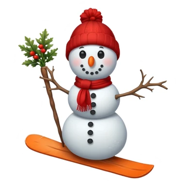 Snowman skiing sticker