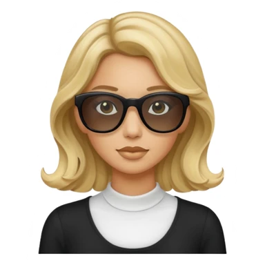 an olive tan woman with wavy blonde hair wearing skinny black rectangular sunglasses sticker