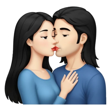 Long Black haired  couple kissing sticker