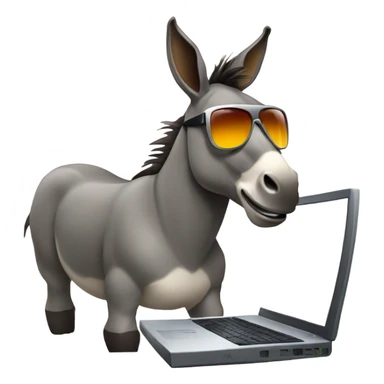 Donkey with sunglasses, beer and a computer  sticker