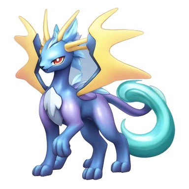  cool edgy shiny colorful godly ethereal Suicune-Dialga-Fakemon full body sticker