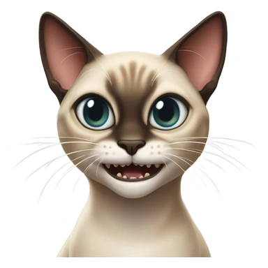 Siamese cat with vampire teeth fighting tabby cat sticker