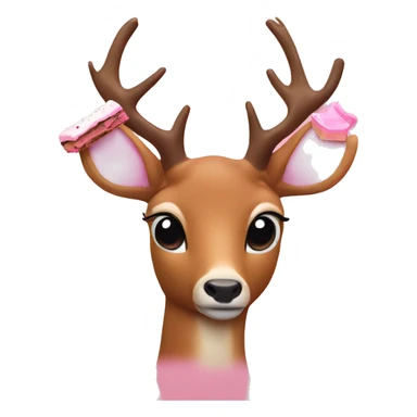 Deer eating pink brownies sticker