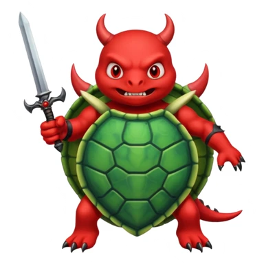 A devil in a turtle carapace add devil sword sticker