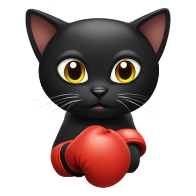 Black cat with boxing gloves  sticker