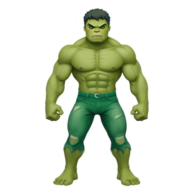 Hulk superhero with green skin, muscular body, angry face sticker