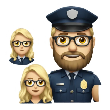 Policeman wih a blonde beard with wire rim square  frame glasses sticker