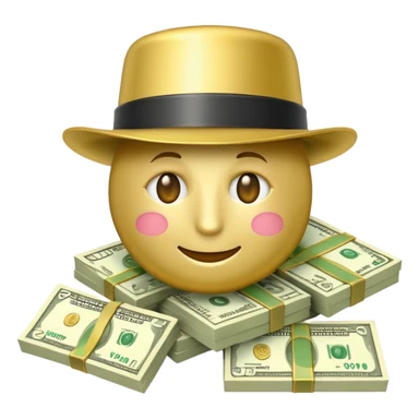 Money emoji with money hat sticker