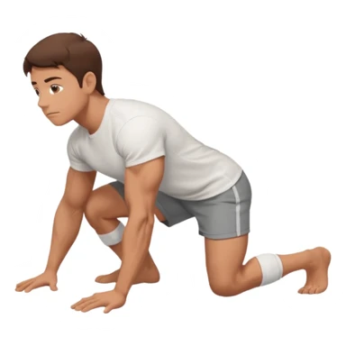Crawling brunette man on hands and knees from the side sticker