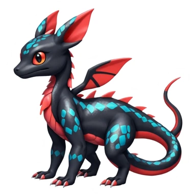 Cute Shiny Colorful Guilmon-Salandit-Umbreon-Fakémon-hybrid-creature (full body)  sticker