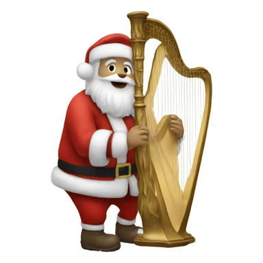 Santa with harp sticker