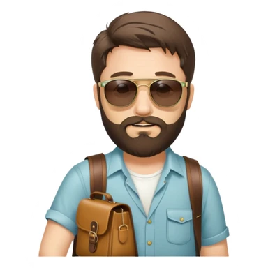 Alan from The Hangover movie with beard, sunglasses, and satchel bag sticker
