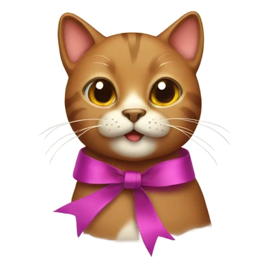 Brown cat with ribbon sticker